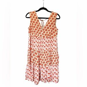 Japna Red and White Floral Midi Dress sleeveless Size Medium